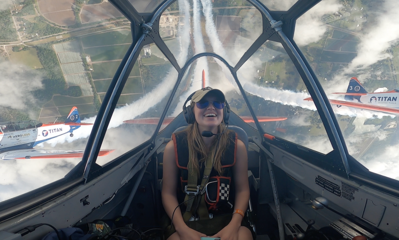 Cayla McLeod flies with the TITAN Aerobatic Team during Sun 'n Fun.